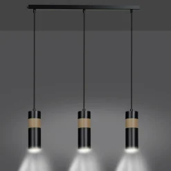 Sklep Kaja Czarna lampa wisząca z drewnianym zdobieniem 732/3 z serii AKA Store