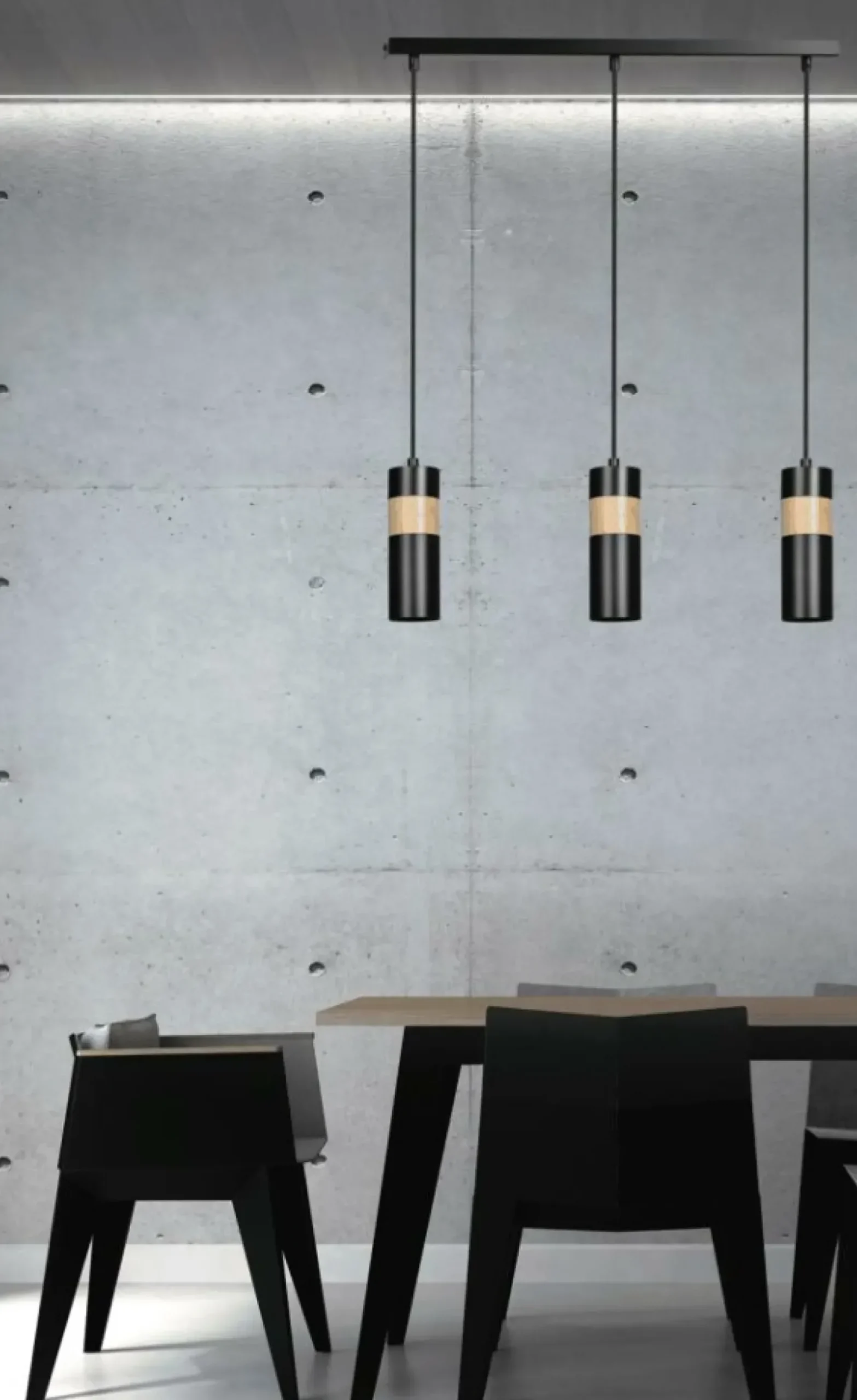 Sklep Kaja Czarna lampa wisząca z drewnianym zdobieniem 732/3 z serii AKA Store