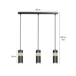 Sklep Kaja Czarna lampa wisząca z drewnianym zdobieniem 732/3 z serii AKA Store