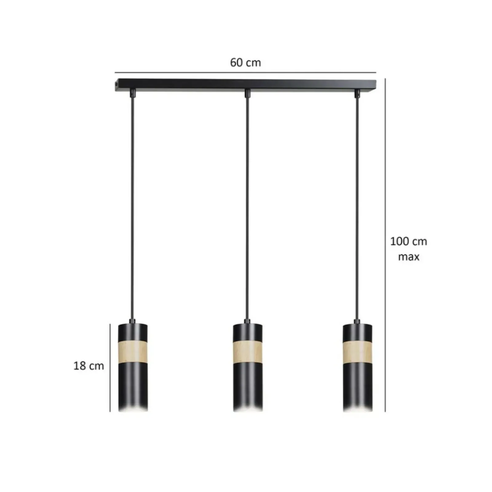 Sklep Kaja Czarna lampa wisząca z drewnianym zdobieniem 732/3 z serii AKA Store