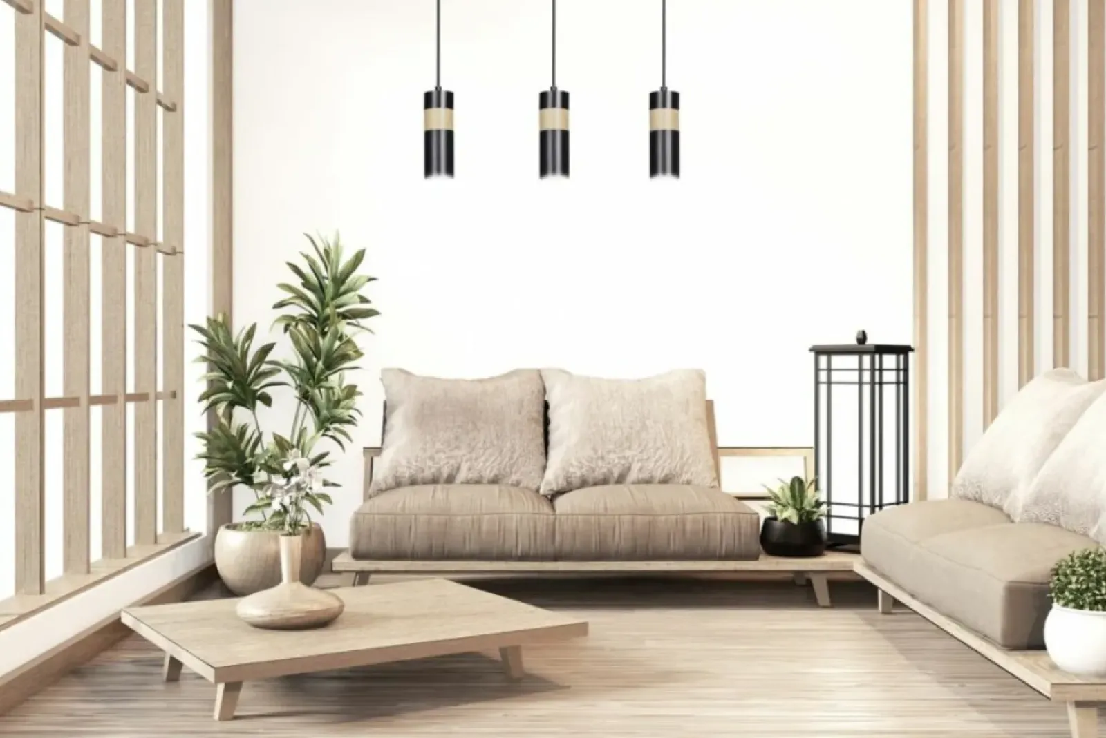 Sklep Kaja Czarna lampa wisząca z drewnianym zdobieniem 732/3 z serii AKA Store