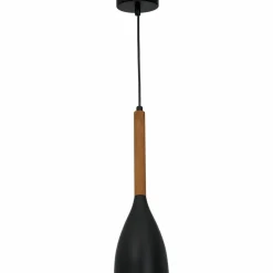 Sklep Kaja Czarna lampa wisząca z drewnianym zdobieniem LX 3175 z serii MUZA NEW Best Sale