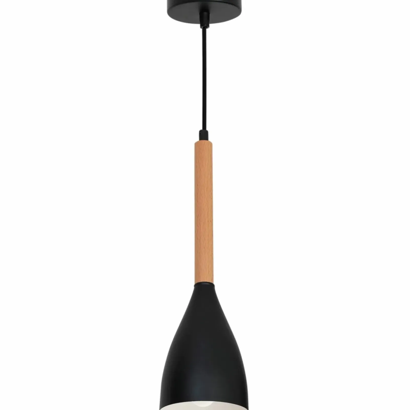 Sklep Kaja Czarna lampa wisząca z drewnianym zdobieniem LX 9738 z serii MUZA Store