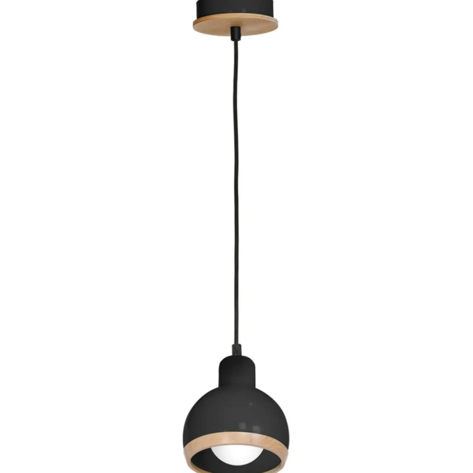 Sklep Kaja Czarna lampa wisząca z drewnianym elementem MLP7045 z serii OVAL | Kaja Oświetle czarny Fashion