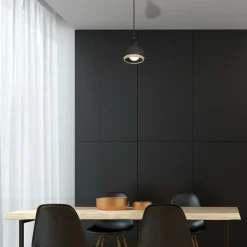Sklep Kaja Czarna lampa wisząca z drewnianym elementem MLP7045 z serii OVAL | Kaja Oświetle czarny Fashion