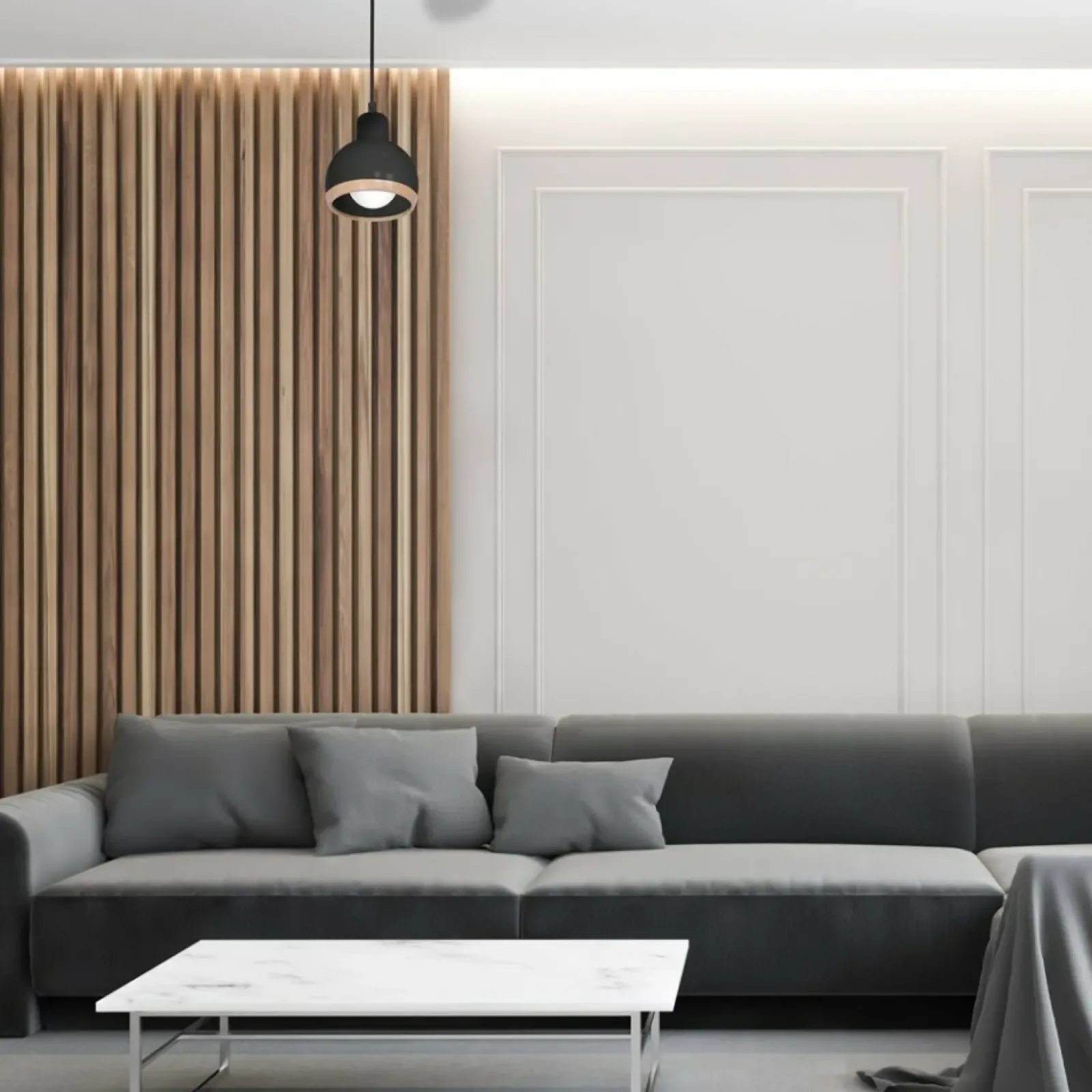 Sklep Kaja Czarna lampa wisząca z drewnianym elementem MLP7045 z serii OVAL | Kaja Oświetle czarny Fashion