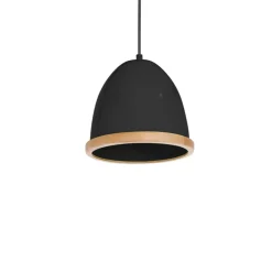 Sklep Kaja Czarna lampa wisząca z drewnianą obwódką MLP8852 z serii STUDIO | Kaja Oświetlen Fashion