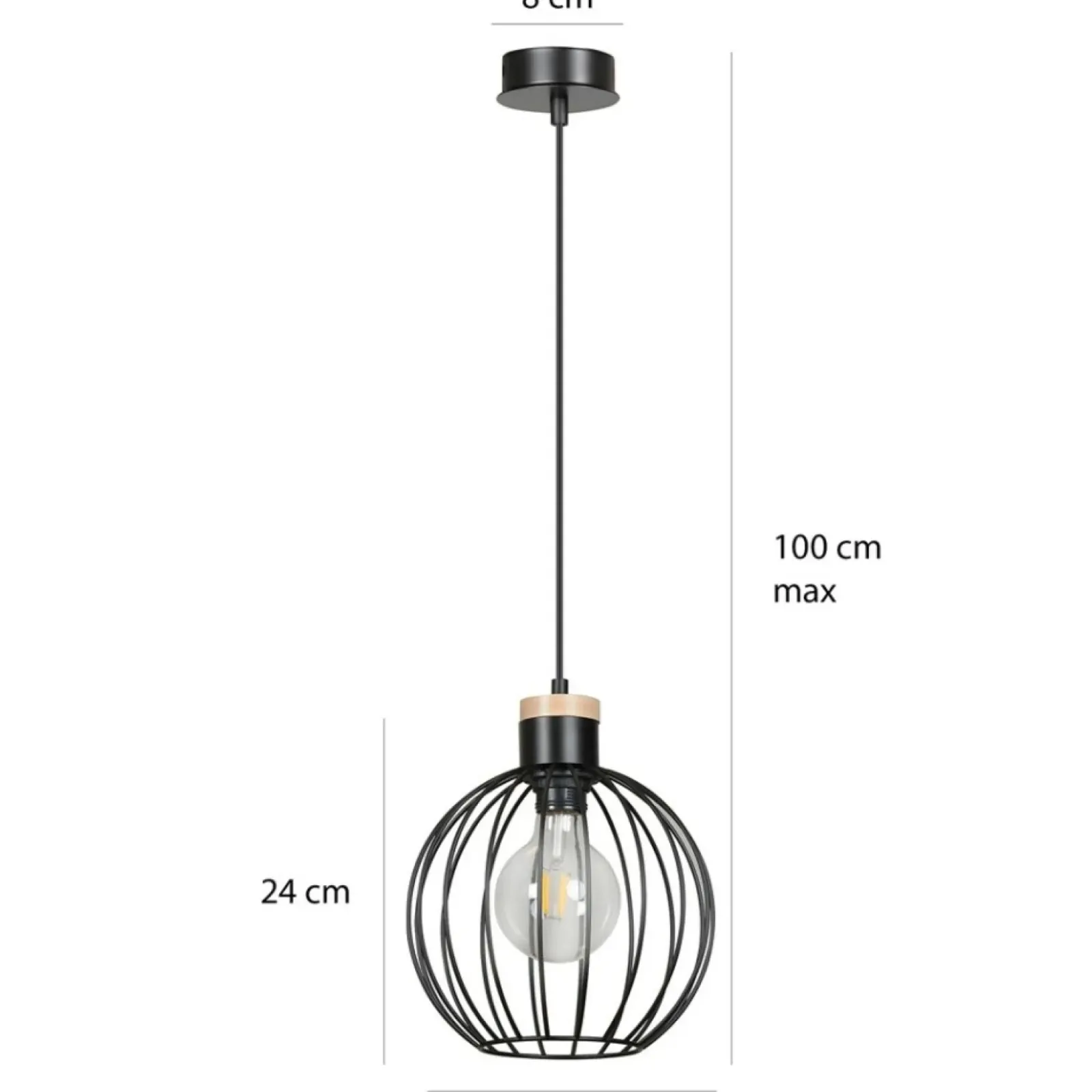 Sklep Kaja Czarna lampa wisząca z drucianym kloszem 754/1 | Kaja Oświetlenie czarny Cheap