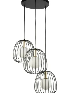Sklep Kaja Czarna lampa wisząca z drucianymi abażurami SIG 40729 BELL | Kaja Discount