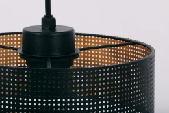 Sklep Kaja Czarna lampa wisząca z dwuczęściowym abażurem K-5220 z serii ZIMBO* Żyrandole Z Abażurem|Żyrandole Z Abażurami