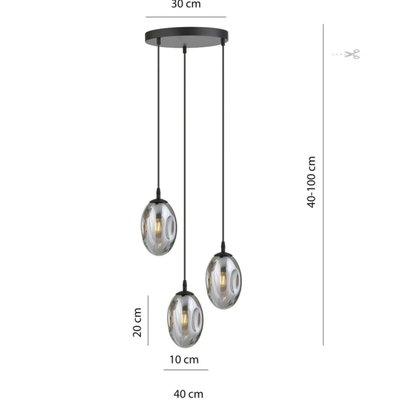 Sklep Kaja Czarna lampa wisząca z grafitowymi kloszami 1266/3PREM z serii ASTRAL Outlet