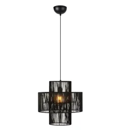 Sklep Kaja Czarna lampa wisząca z jutowym abażurem boho 108766 SOGA | Kaja Best