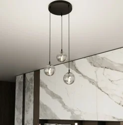Sklep Kaja Czarna lampa wisząca z kloszami do salonu 712/3PREM | Kaja Oświetlenie Sale