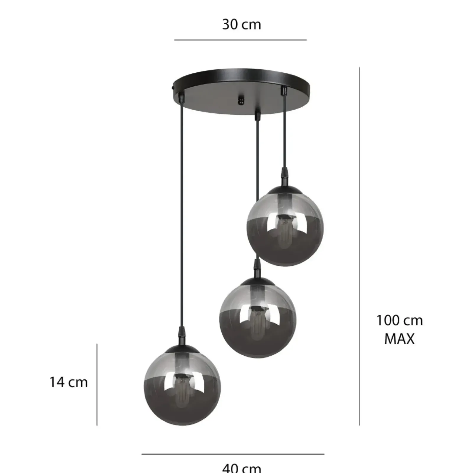 Sklep Kaja Czarna lampa wisząca z kloszami do salonu 712/3PREM | Kaja Oświetlenie Sale