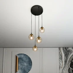 Sklep Kaja Czarna lampa wisząca z kloszami na mały gwint 713/4PREM | Kaja Online