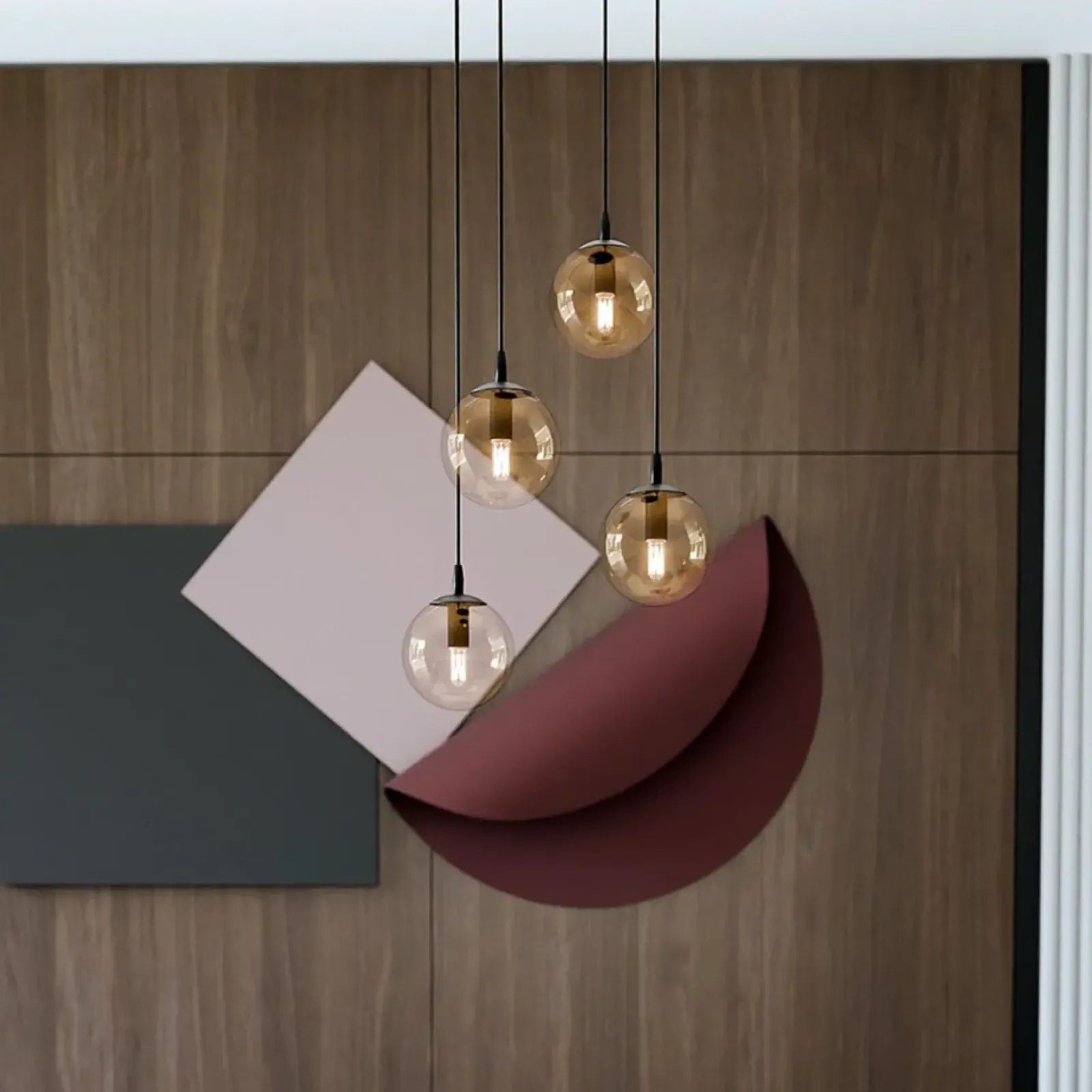 Sklep Kaja Czarna lampa wisząca z kloszami na mały gwint 713/4PREM | Kaja Online