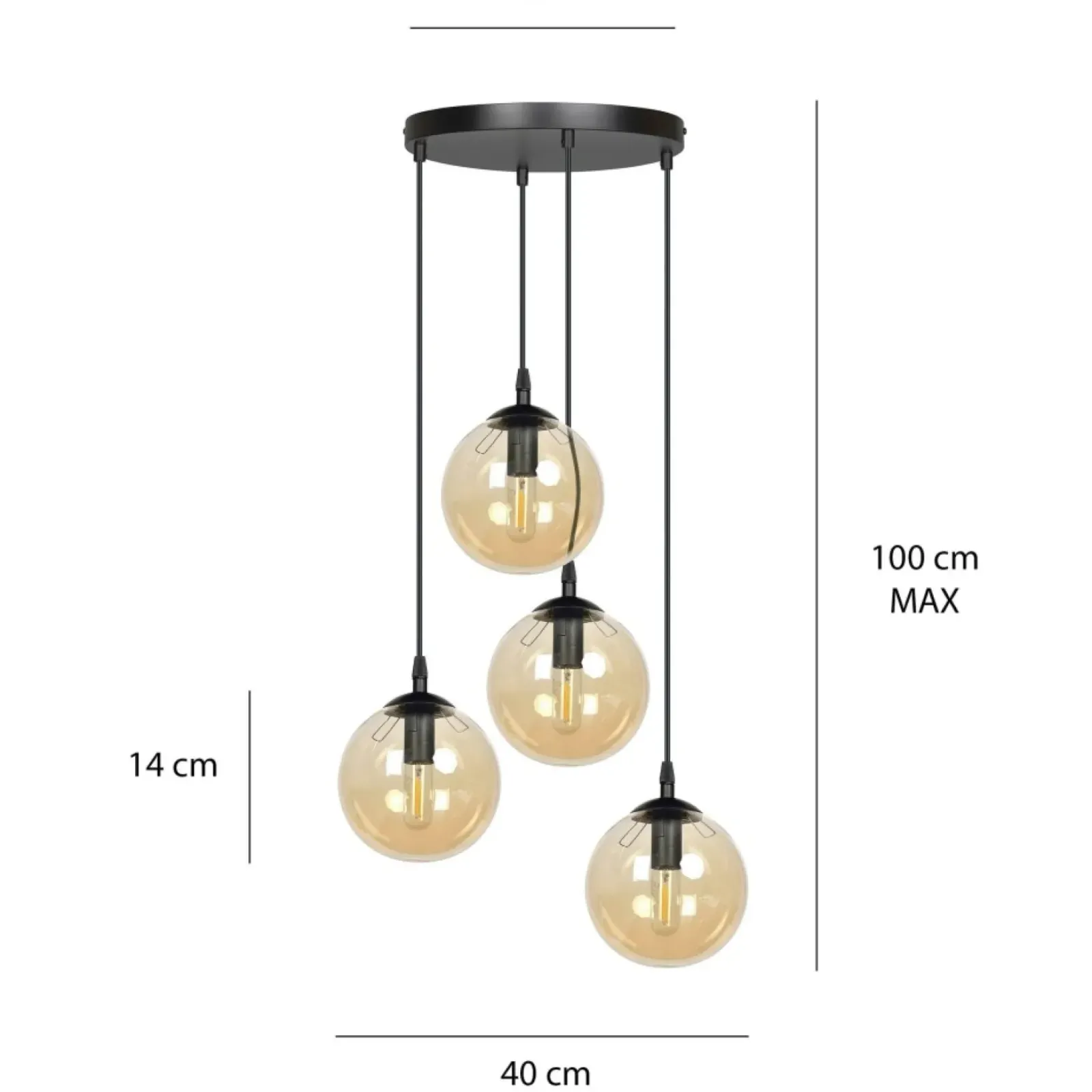 Sklep Kaja Czarna lampa wisząca z kloszami na mały gwint 713/4PREM | Kaja Online