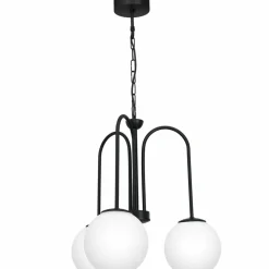 Sklep Kaja Czarna lampa wisząca, z mlecznymi kloszami LX 3194 z serii CAMBRIDGE czarny Online