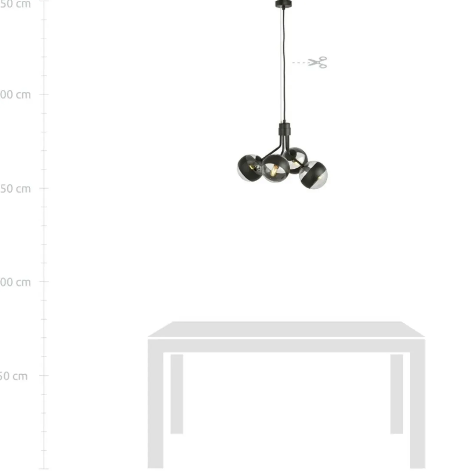 Sklep Kaja Czarna lampa wisząca z regulowaną wysokością 1139/4 NOVA | Kaja Discount