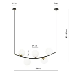 Sklep Kaja Czarna lampa wisząca ze złotymi elementami 1298/5 z serii RITZ | Kaja Best Sale