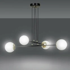 Sklep Kaja Czarna lampa wisząca ze złotymi podkloszami 966/4 | Kaja Oświetlenie Discount