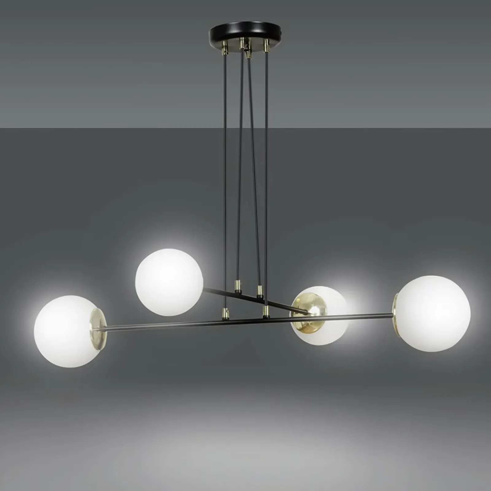Sklep Kaja Czarna lampa wisząca ze złotymi podkloszami 966/4 | Kaja Oświetlenie Discount