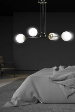Sklep Kaja Czarna lampa wisząca ze złotymi podkloszami 966/4 | Kaja Oświetlenie Discount