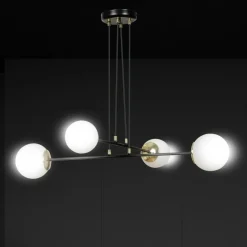 Sklep Kaja Czarna lampa wisząca ze złotymi podkloszami 966/4 | Kaja Oświetlenie Discount