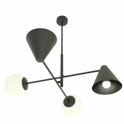 Sklep Kaja Czarna lampa z kloszami i reflektorami 1347/4 HERMES 4 BLACK | Kaja New