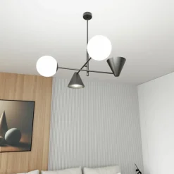 Sklep Kaja Czarna lampa z kloszami i reflektorami 1347/4 HERMES 4 BLACK | Kaja New