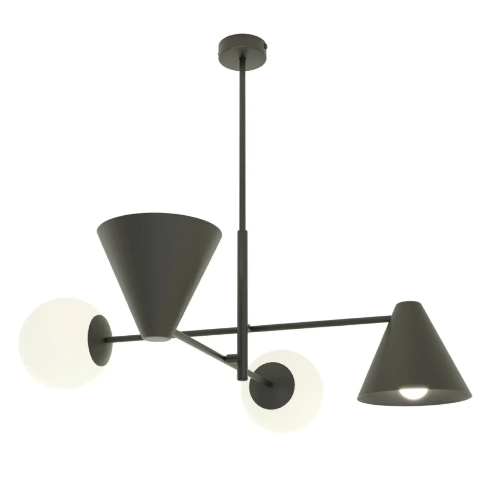 Sklep Kaja Czarna lampa z kloszami i reflektorami 1347/4 HERMES 4 BLACK | Kaja New