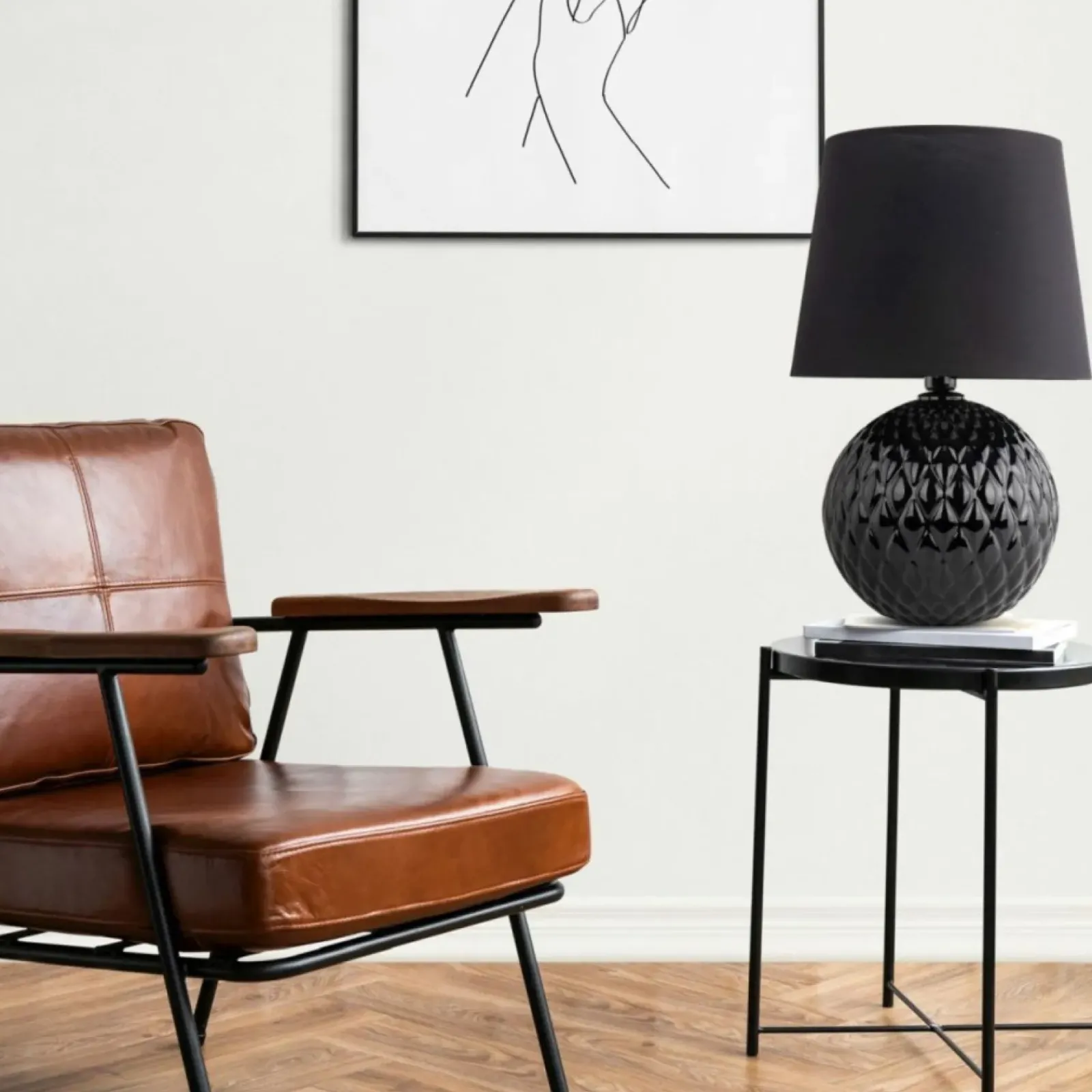 Sklep Kaja Czarna lampka na szafkę nocną TK 16047 SANTANA BLACK | Kaja* Lampki Stołowe Z Abażurem|Nowoczesne Lampki Stołowe