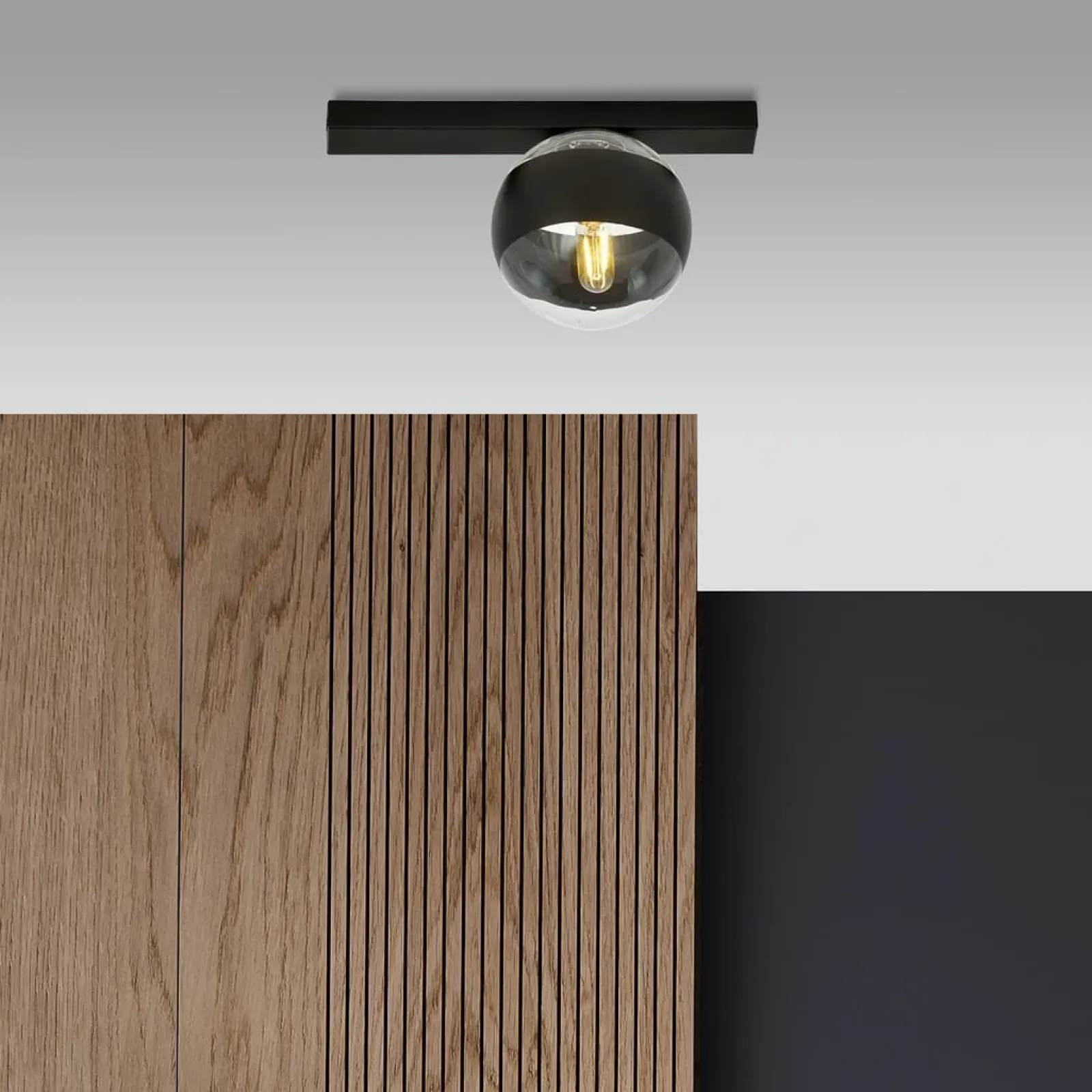 Sklep Kaja Czarna, pojedyncza lampa sufitowa z kloszem 1123/1 FIT | Kaja* Plafony Nowoczesne