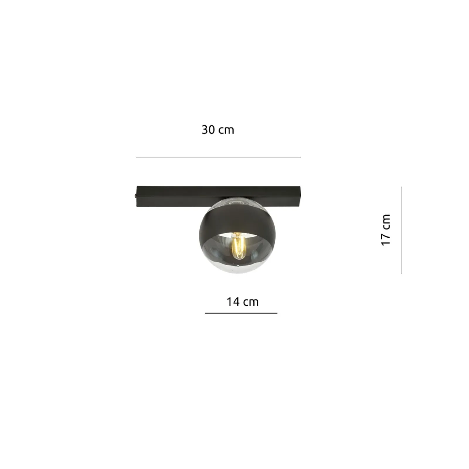 Sklep Kaja Czarna, pojedyncza lampa sufitowa z kloszem 1123/1 FIT | Kaja* Plafony Nowoczesne