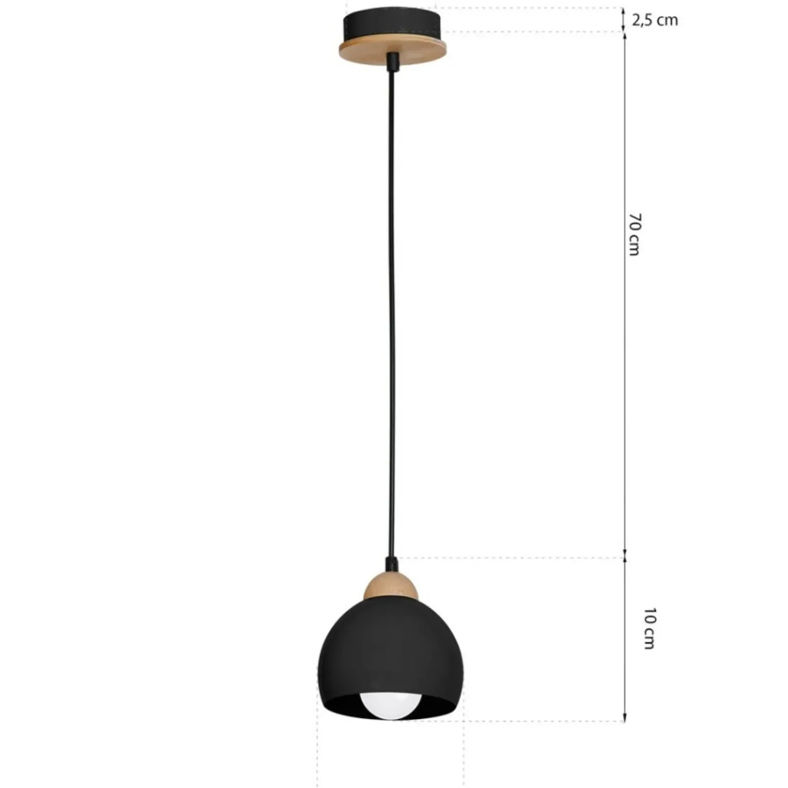 Sklep Kaja Czarna, pojedyncza lampa wisząca na jedną żarówkę MLP6540 z serii DAMA | Kaja Oś czarny Hot