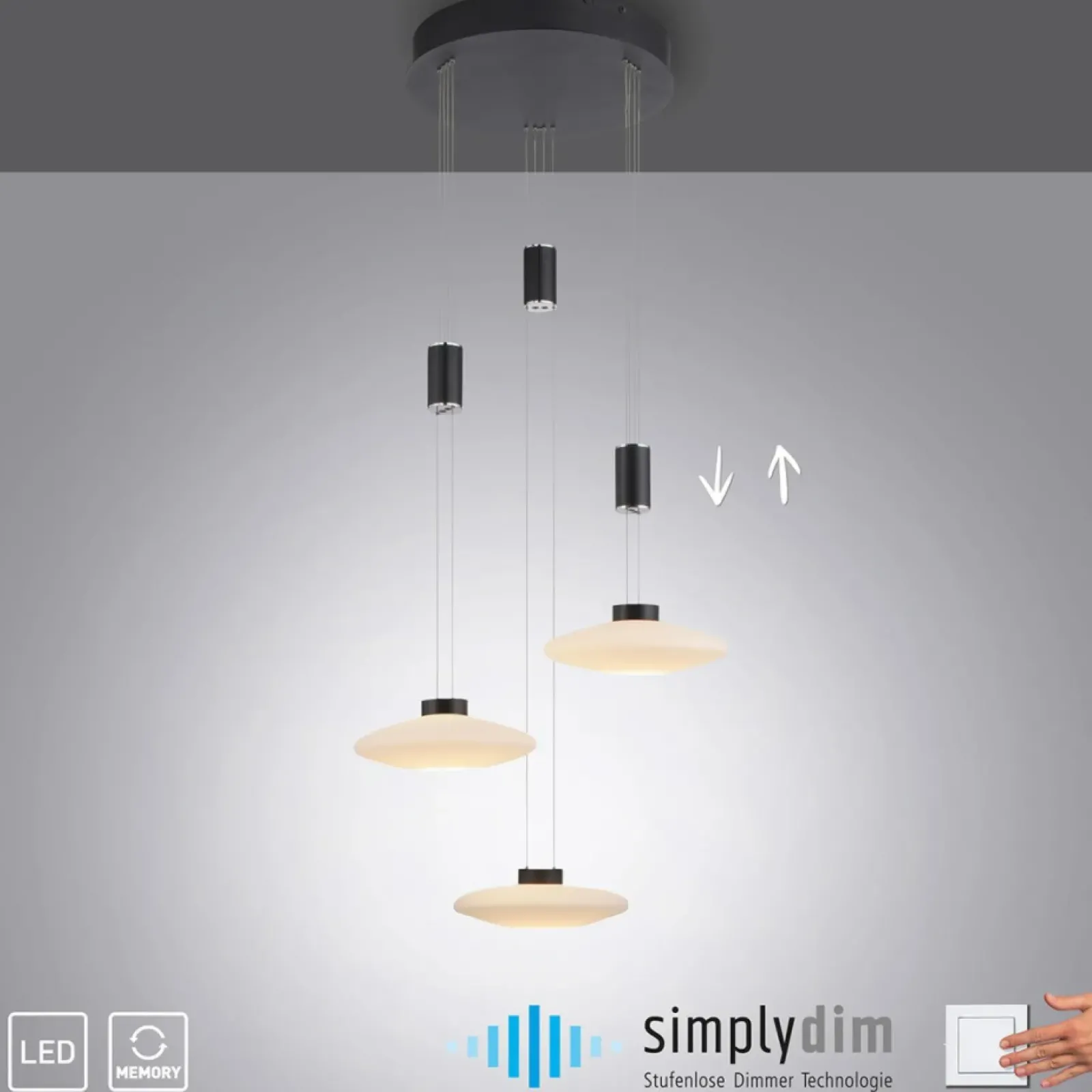 Sklep Kaja Czarna wisząca lampa LED 1800LM, 3000K 2082-18 z serii LAUTADA | Kaja czarny Discount