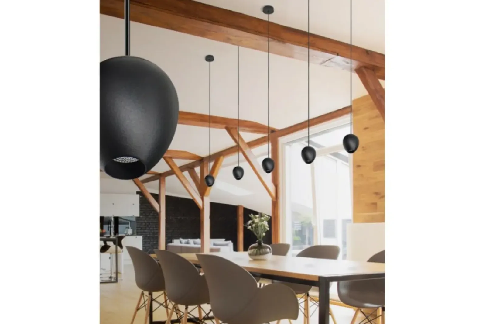 Sklep Kaja Czarna wąska lampa wisząca LED do jadalni AZ3095 OVUM | Kaja czarny Outlet