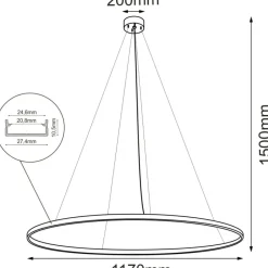 Sklep Kaja Czarne, duże koło wiszące LED ⌀117cm 4000K ANT 5342 z serii AGA Clearance