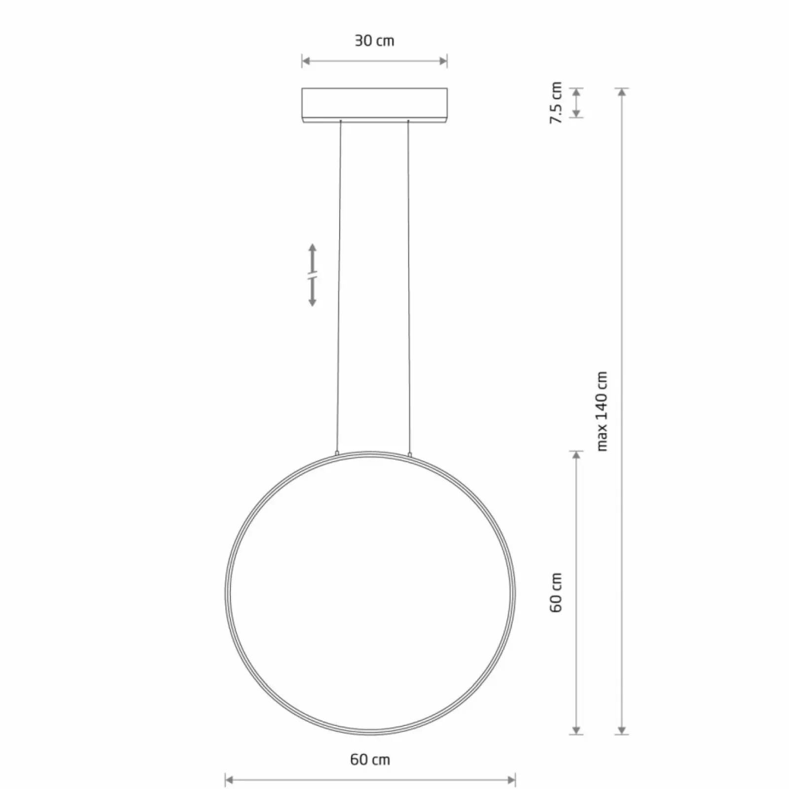 Sklep Kaja Czarne koło LED na zwisach 4000K ⌀60cm 10861 CIRCOLO LED | Kaja Store