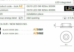 Sklep Kaja Czarne oczko podtynkowe wpustowe LED 4000K AZ3382 FILL | Kaja* Oprawy Podtynkowe