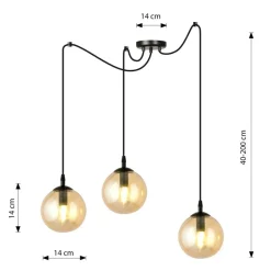 Sklep Kaja Czarno miodowa lampa wisząca z kulistymi kloszami 938/3 | Kaja Sale
