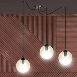 Sklep Kaja Czarno miodowa lampa wisząca z kulistymi kloszami 938/3 | Kaja Sale