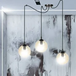 Sklep Kaja Czarno miodowa lampa wisząca z kulistymi kloszami 938/3 | Kaja Sale