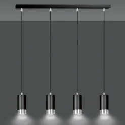 Sklep Kaja Czarno srebrna lampa wisząca na listwie 816/4 | Kaja Oświetlenie Flash Sale