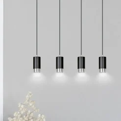 Sklep Kaja Czarno srebrna lampa wisząca na listwie 816/4 | Kaja Oświetlenie Flash Sale
