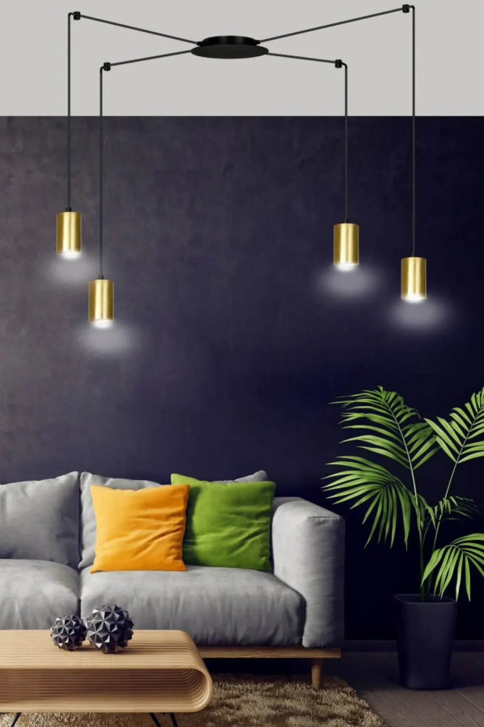 Sklep Kaja Czarno złota lampa wisząca na cztery żarówki 526/4 | Kaja Oświetlenie Cheap