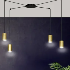 Sklep Kaja Czarno złota lampa wisząca na cztery żarówki 526/4 | Kaja Oświetlenie Cheap