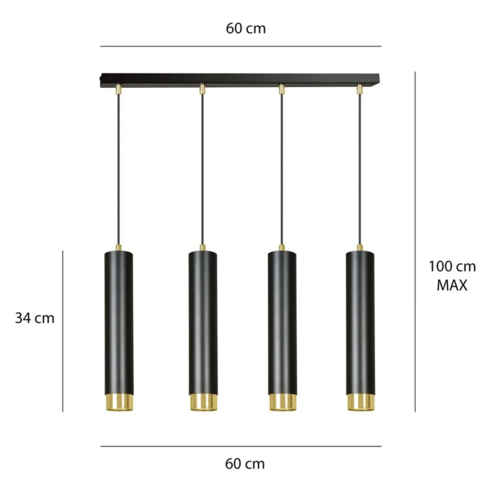 Sklep Kaja Czarno złota listwa z czterema lampami wiszącymi 644/4 | Kaja Flash Sale