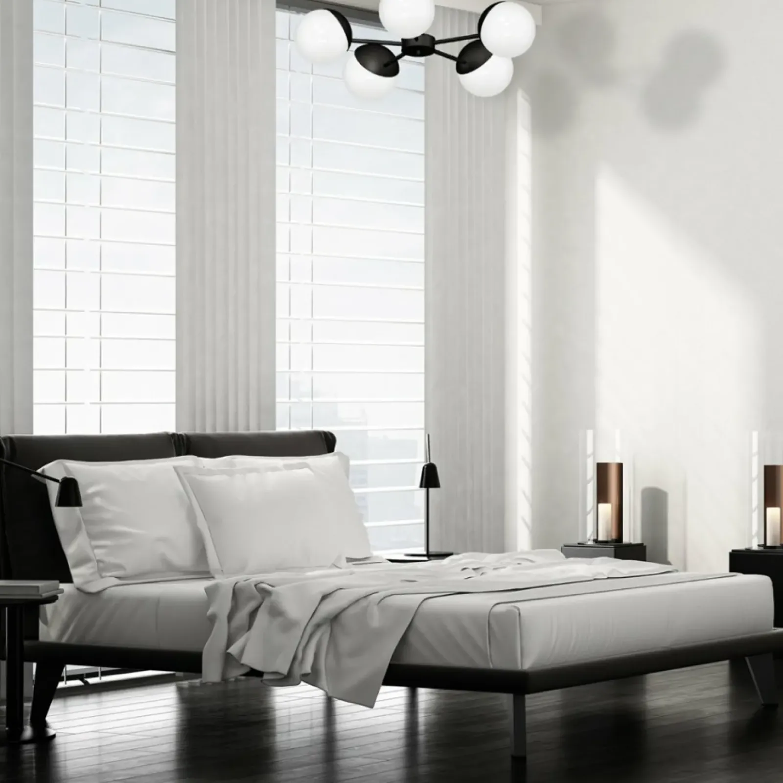 Sklep Kaja Czarno-biała, klasyczna lampa wisząca do salonu MLP8866 z serii SFERA | Kaja Ośw Flash Sale