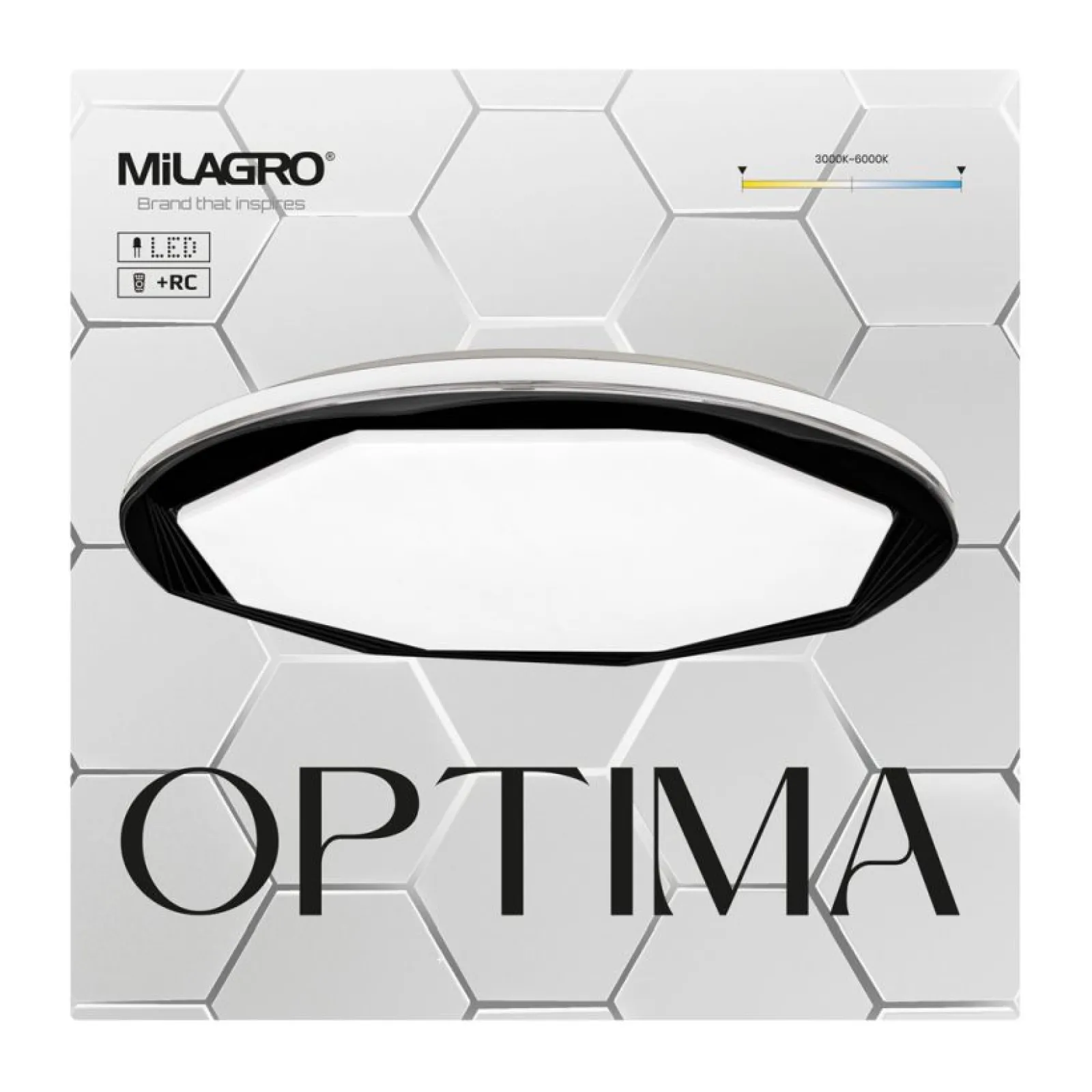 Sklep Kaja Czarno-biała lampa sufitowa LED do salonu ML7053 OPTIMA | Kaja* Plafony Klasyczne|Plafony Nowoczesne